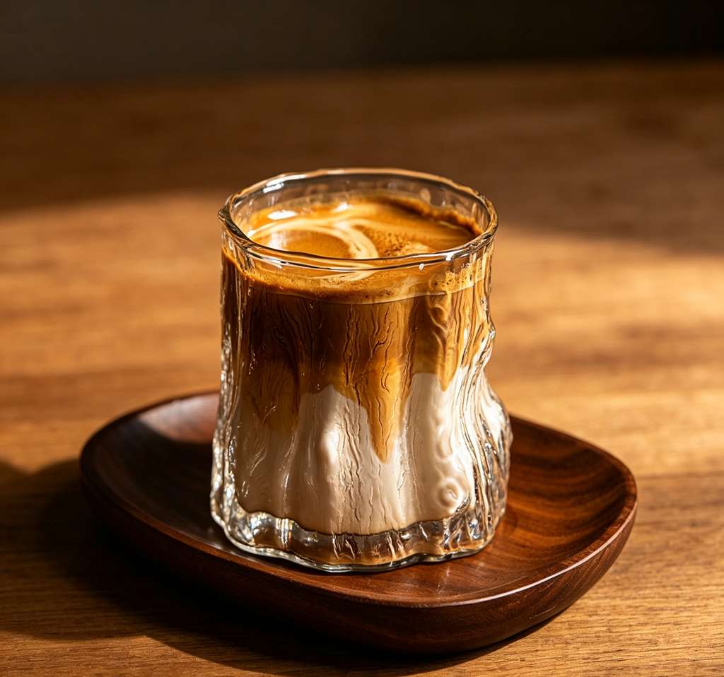 Tree Stump Embossed Clear Glass Coffee Mug