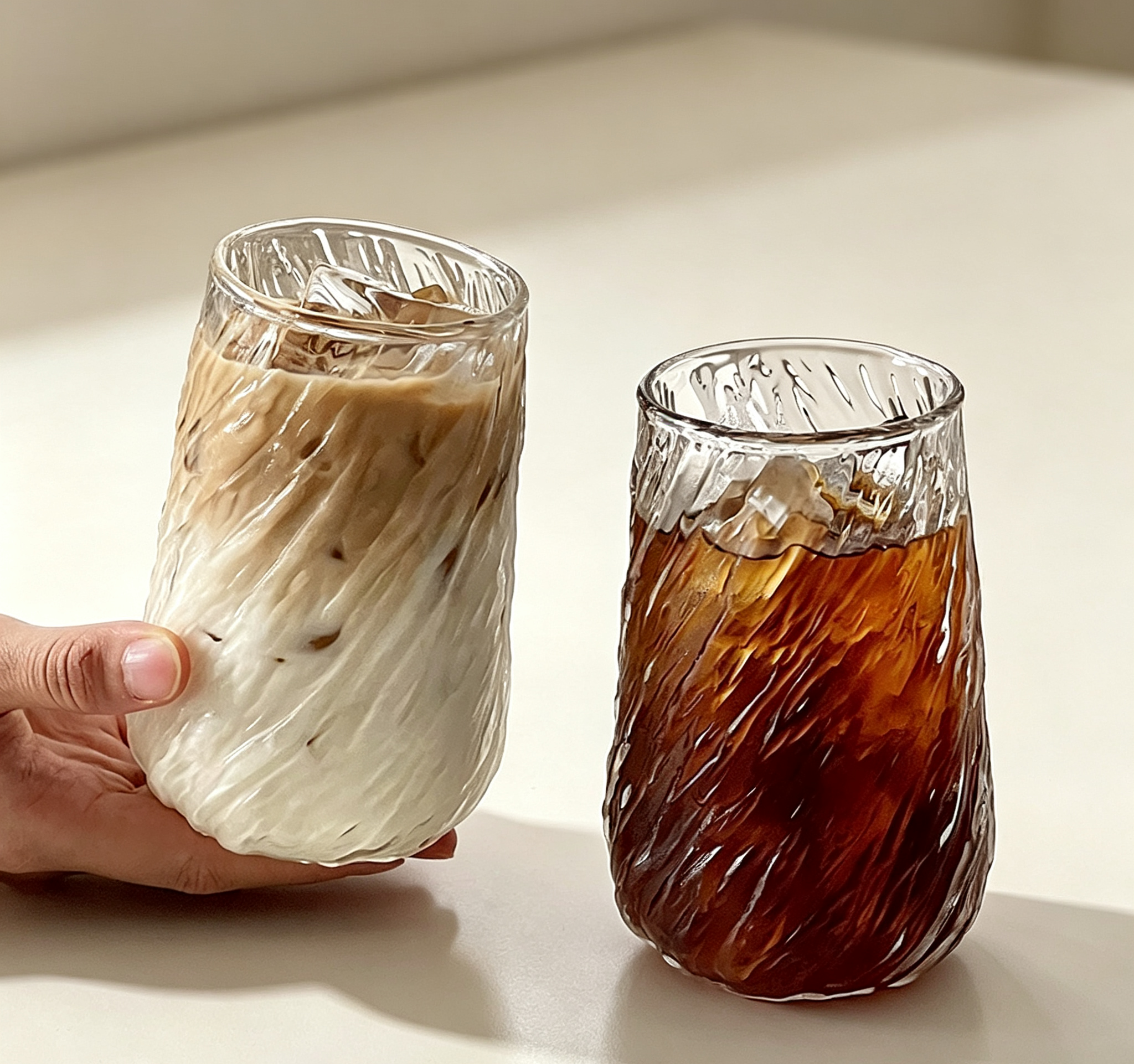 Stylish cups for home-brewed iced coffee and cold drinks