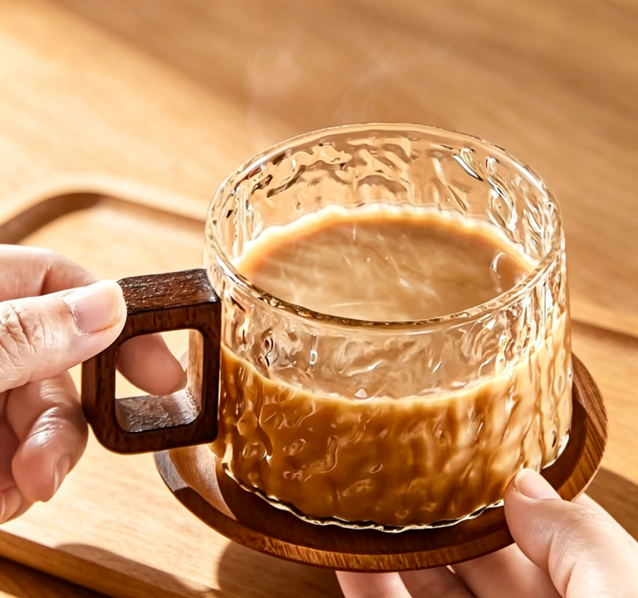 Low-profile cup for home coffee or tea